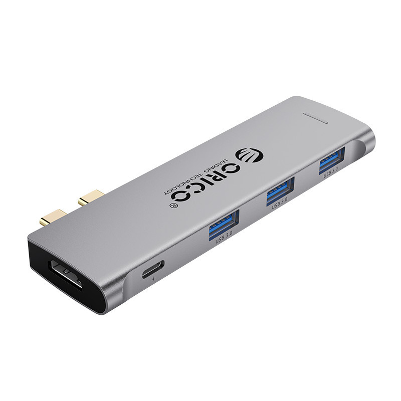 5-in-1 USB-C Hub - USB 3.0, HDMI, USB-C - 4K@30Hz - 100W PD - Gray