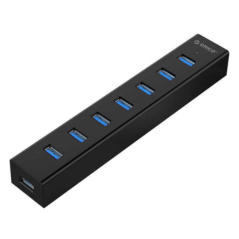 7 port USB 3.0 hub matt black 1m USB 3.0 data cable