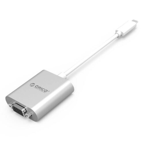 Aluminum Type-C to VGA adapter - with audio output - Full HD 1920x1080P - Silver