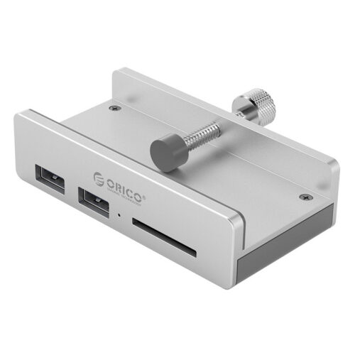 Aluminum USB 3.0 hub with 2x USB-A and card reader - clip-on design