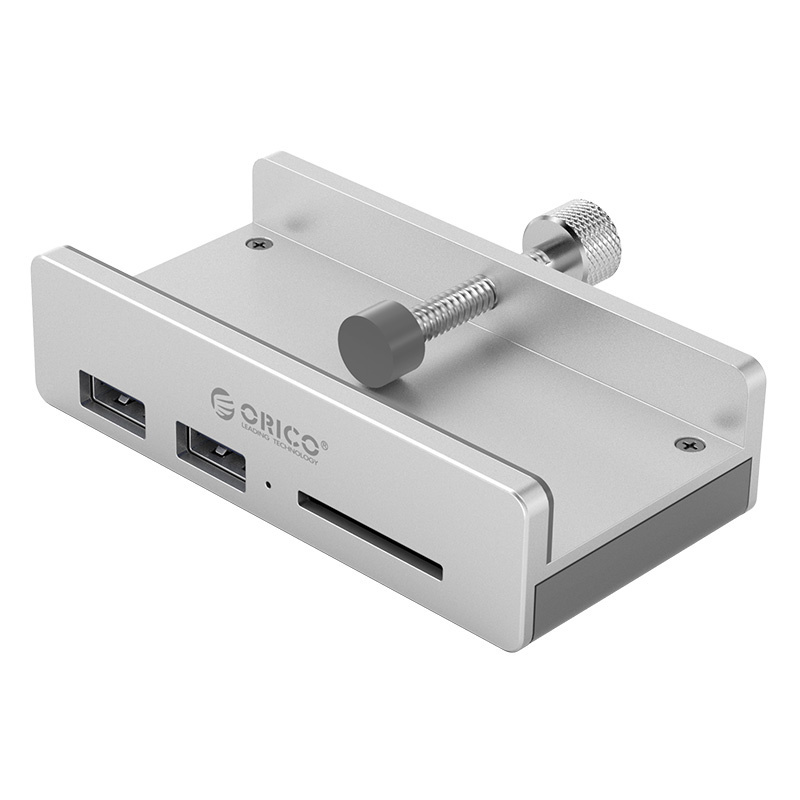 Aluminum USB 3.0 hub with 2x USB-A and card reader - clip-on design