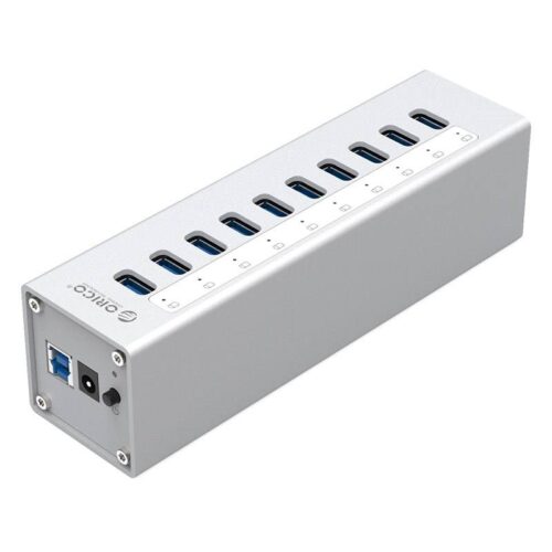 Aluminum USB3.0 HUB with 10 ports - Silver