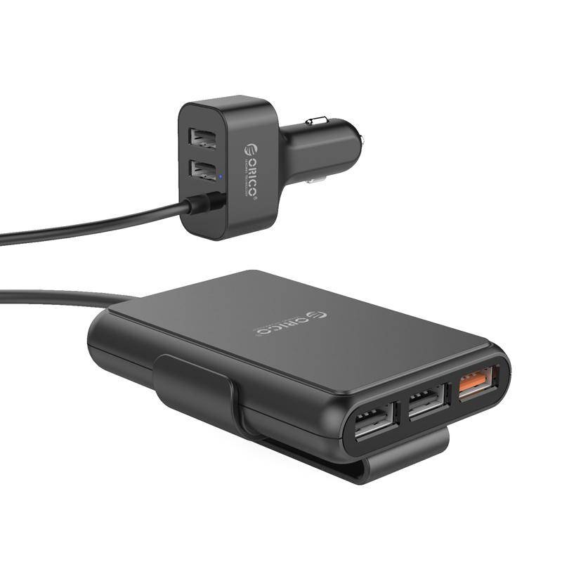 Car charger with 5 USB 3.0 charging ports, 1 with Quick Charge 3.0 - black