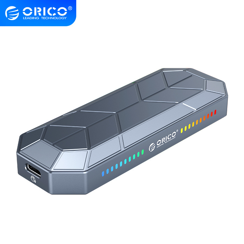 M.2 NVMe SSD Enclosure - USB 3.1 Gen 2 USB-C - RGB - Gray