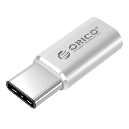 Micro USB to Type-C Converter Adapter - Aluminum Silver