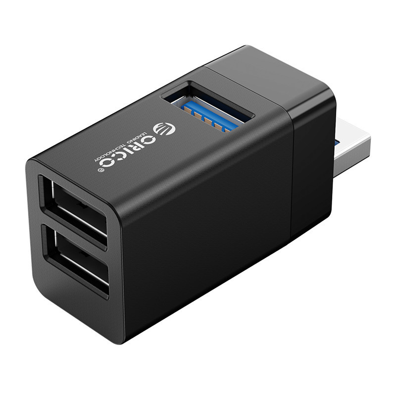 Mini USB hub with 3 USB-A ports - 5Gbps - Plug and Play - Black
