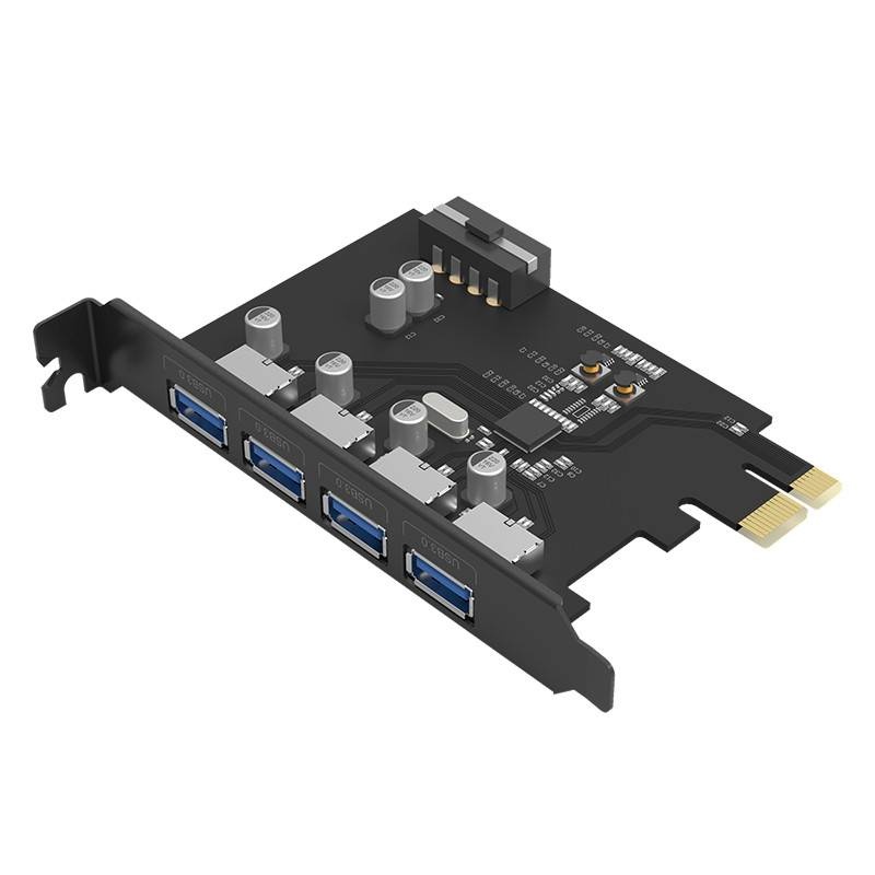 PCI Express expansion card - 4x USB 3.0 Type-A ports - 5Gbps - Black
