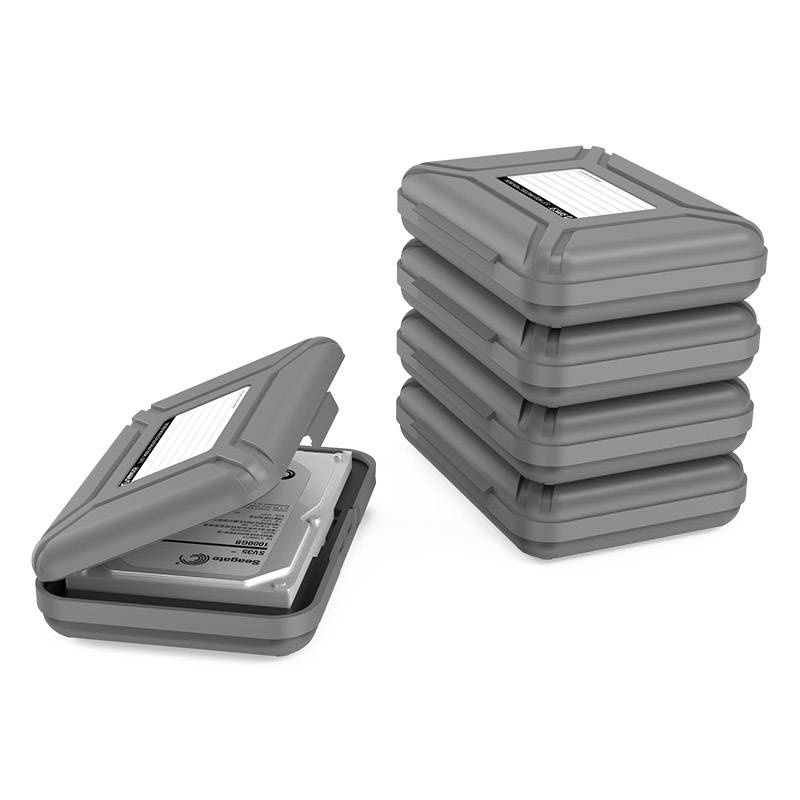 Portable protective cover for a 3.5 inch hard disk - PP plastic - Gray