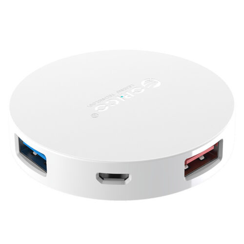 Round USB 3.0 hub with 4 USB-A ports - OTG function - White