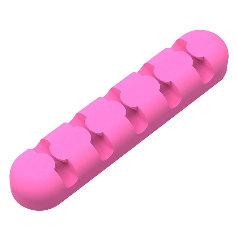 Self-adhesive cable holder - Organize up to 5 cables - Pink
