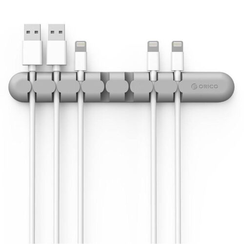 Self-adhesive cable holder - organize up to 7 cables of 5mm thick - Gray