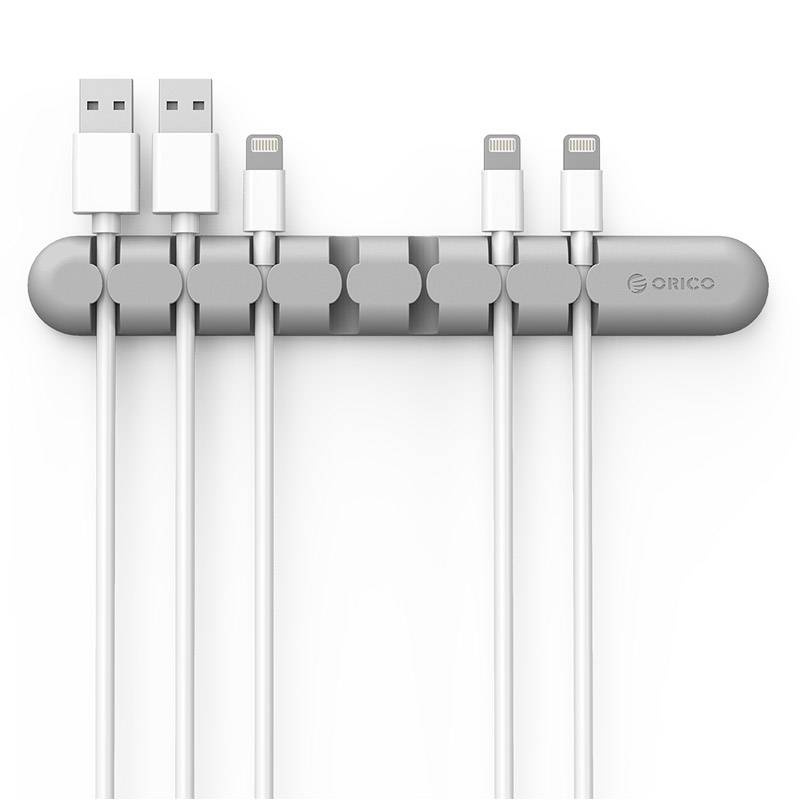Self-adhesive cable holder - organize up to 7 cables of 5mm thick - Gray