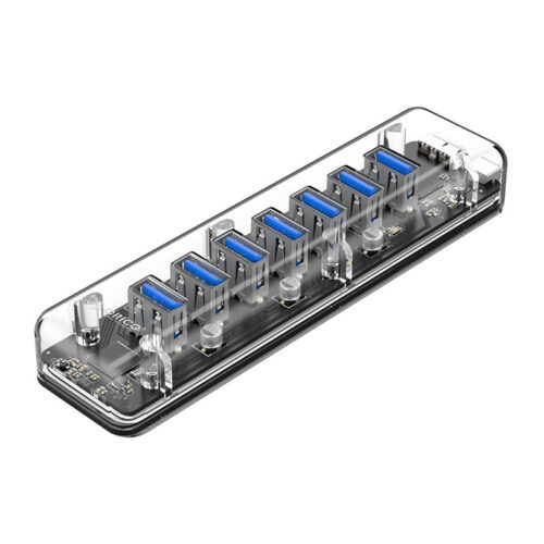 Transparent hub with 7 USB3.0 ports - 5Gbps - Special LED indicator