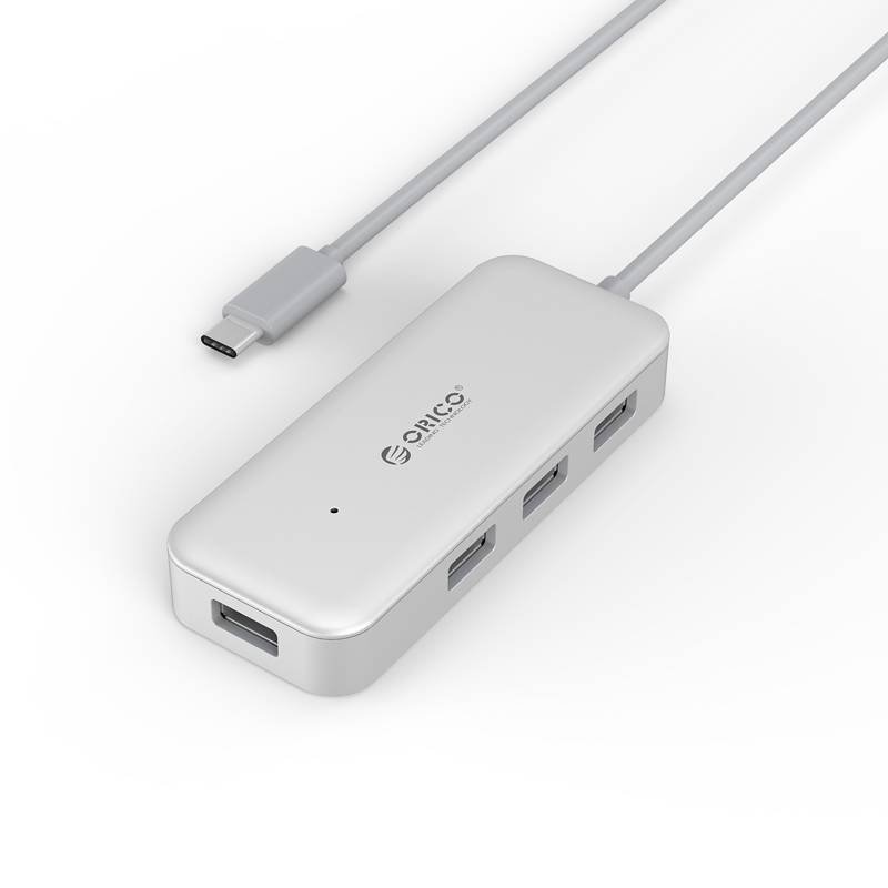 Type-C USB3.0 Hub with 4 Type-A Ports - 5Gbps - VIA chip - Silver
