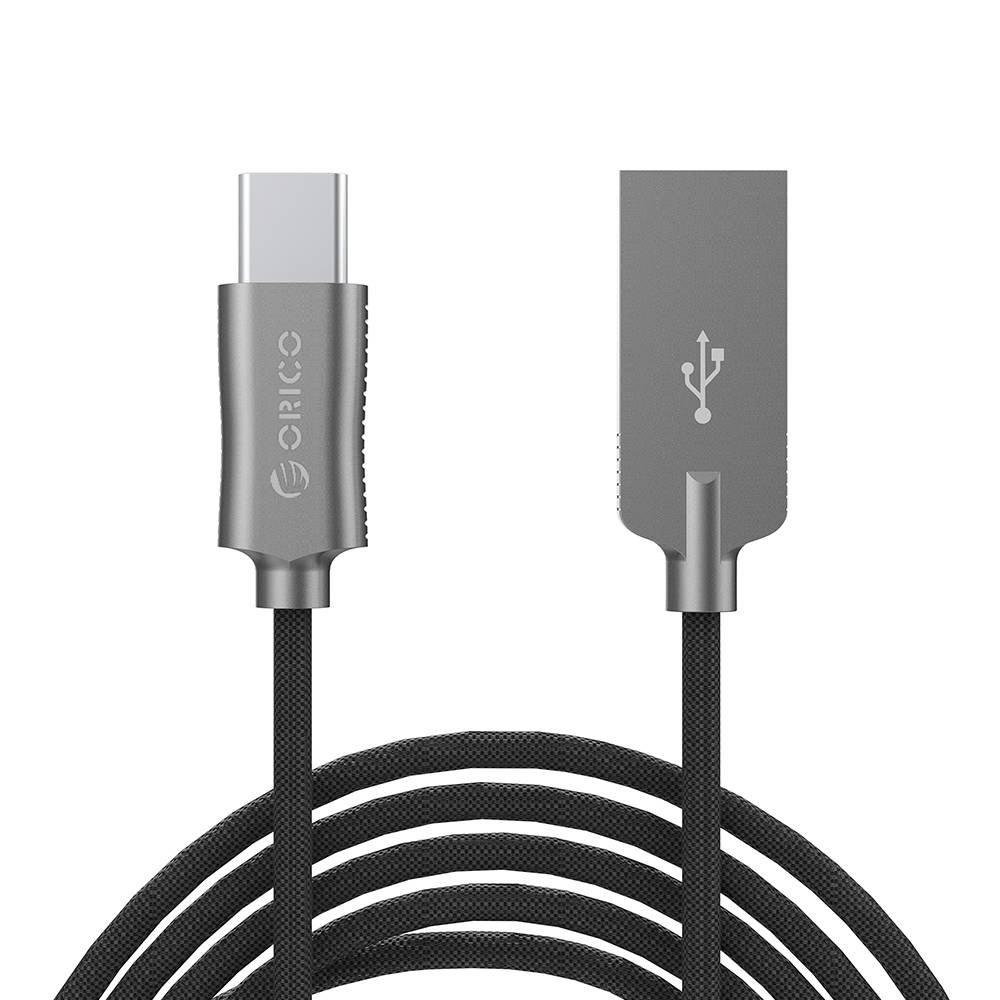 Type-C charging and data cable - 2.4A - Woven denim fabric - 1M - Black