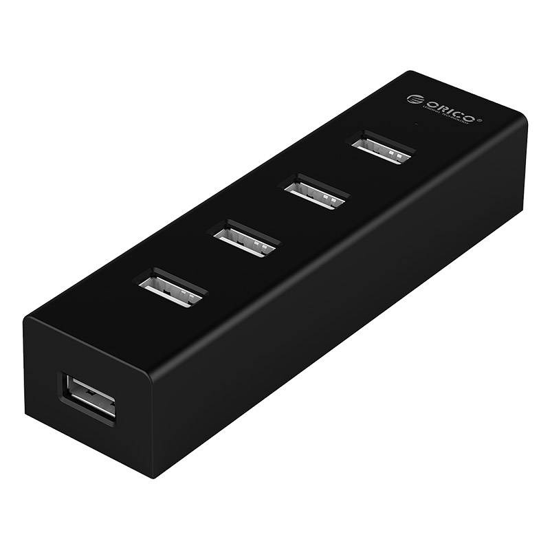 USB 2.0 hub with 4 USB-A ports - 20cm cable - matte black