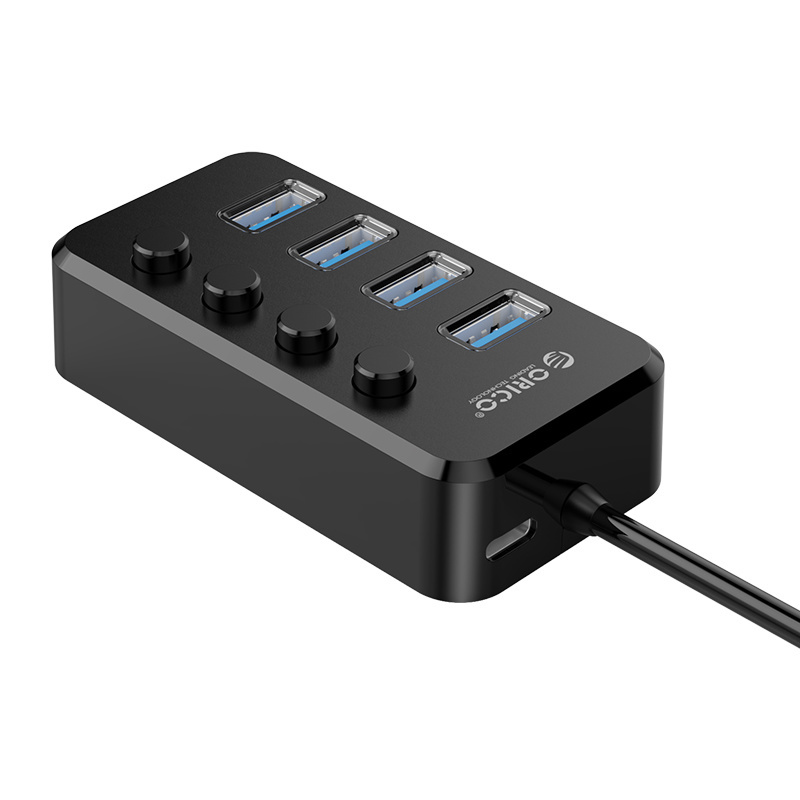 USB 3.0 hub with 4 ports and on