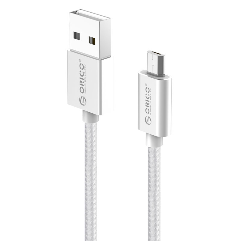 USB-A to Micro USB charging cable - 2.4A - 15 cm - Silver