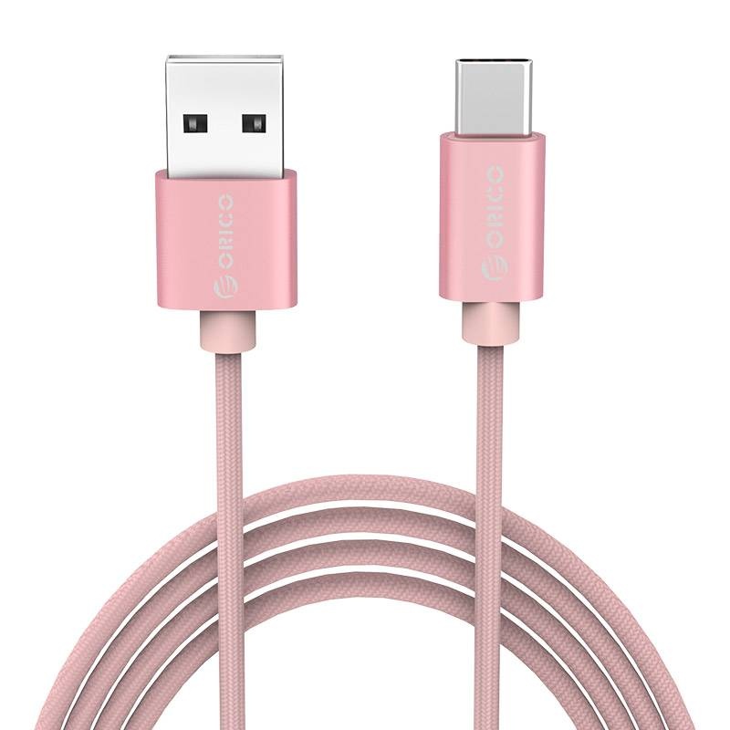 USB Type-C charging and data cable - 3A -Pink metallic