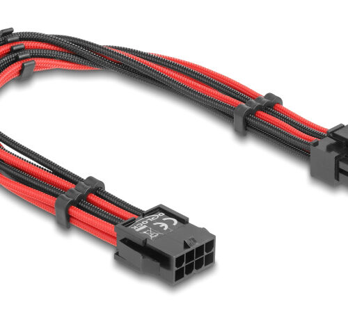 DELOCK καλώδιο 8 pin σε 6+2 pin PCIe 80975 με υφασμάτινη επένδυση