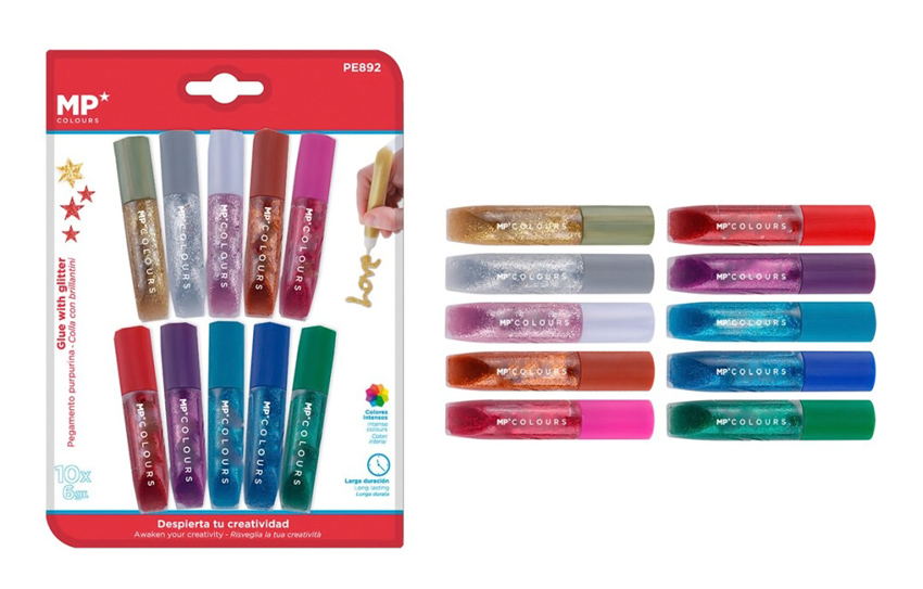 MP σετ χρωματιστές κόλλες με glitter PE892