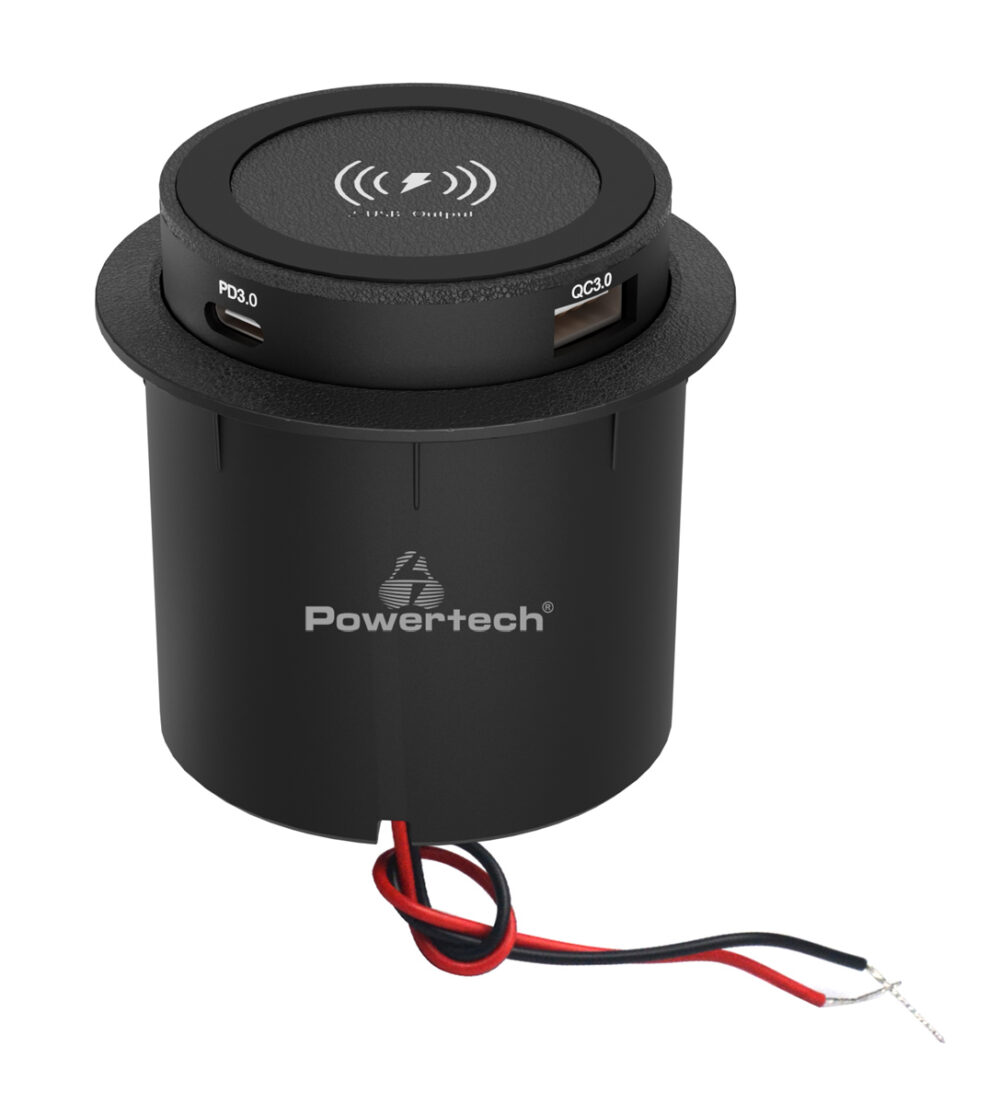 POWERTECH ασύρματος φορτιστής PTL-025 με USB & USB-C θύρες