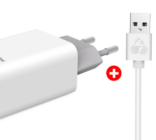 POWERTECH φορτιστής τοίχου 2x USB PT-778 & MFi καλώδιο USB σε Micro/Lightning