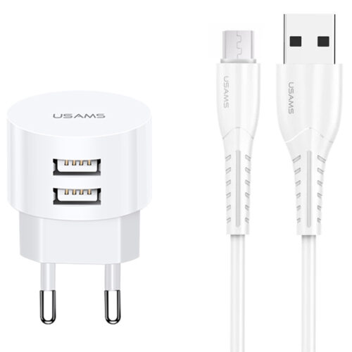 USAMS φορτιστής τοίχου T20 & καλώδιο Micro USB